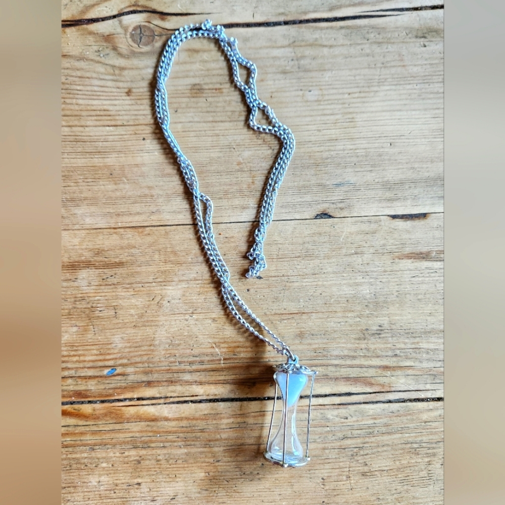 Sands in the hourglass silvertone necklace